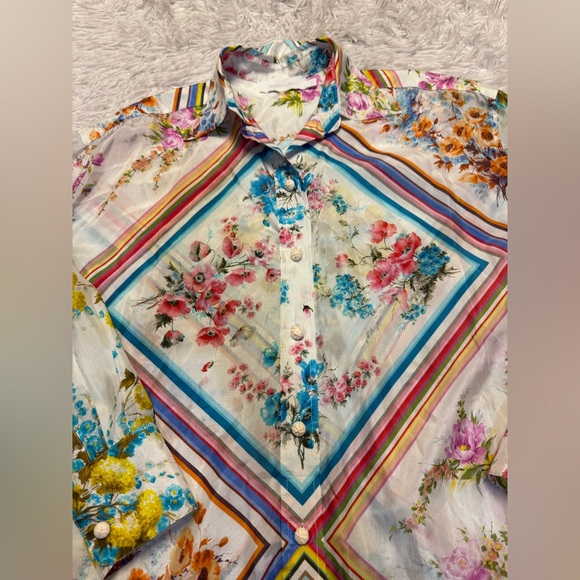 Zimmermann Halcyon Floral Silk Blouse - Multicoloured - Picture 11 of 16